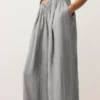 Pantaloni largi din in 100% cu dungi Pantaloni largi din in 100% cu dungi