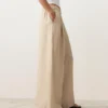 Pantaloni largi din in 100% cu dungi Pantaloni largi din in 100% cu dungi