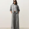 Pantaloni largi din in 100% cu dungi Pantaloni largi din in 100% cu dungi