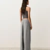 Pantaloni largi din in 100% cu dungi Pantaloni largi din in 100% cu dungi