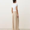 Pantaloni largi din in 100% cu dungi Pantaloni largi din in 100% cu dungi