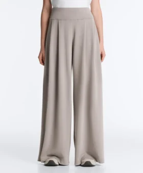 Pantaloni largi din modal, cu textură Soft Touch, cu detaliu tip corset