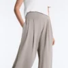Pantaloni largi din modal, cu textură Soft Touch, cu detaliu tip corset Pantaloni largi din modal, cu textură Soft Touch, cu detaliu tip corset