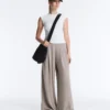 Pantaloni largi din modal, cu textură Soft Touch, cu detaliu tip corset Pantaloni largi din modal, cu textură Soft Touch, cu detaliu tip corset