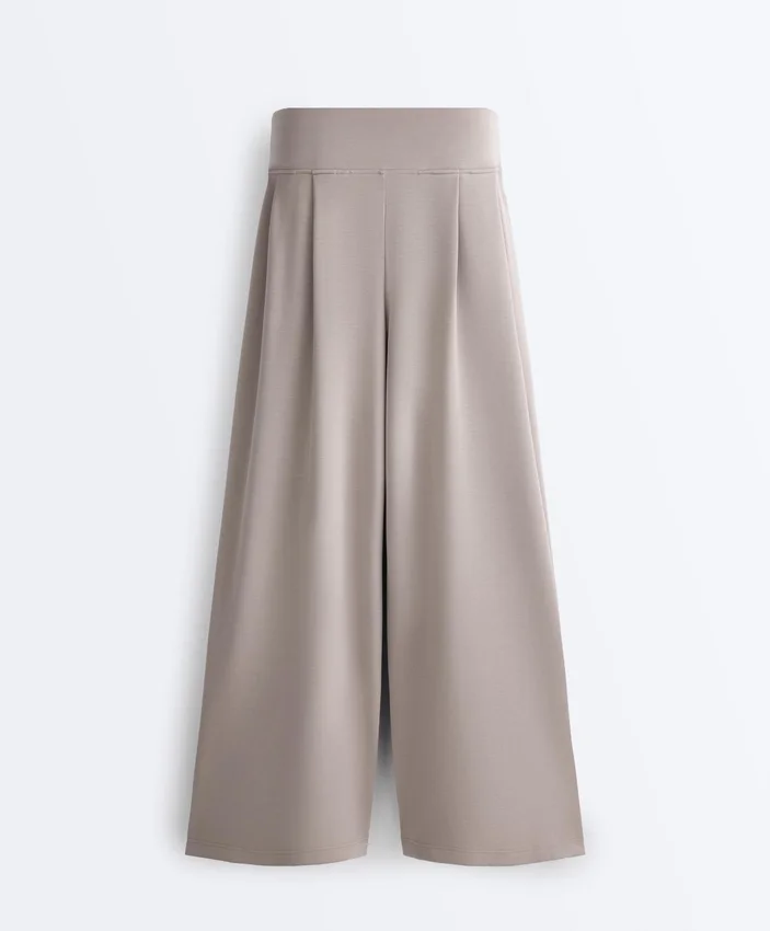 Pantaloni largi din modal, cu textură Soft Touch, cu detaliu tip corset Pantaloni largi din modal, cu textură Soft Touch, cu detaliu tip corset