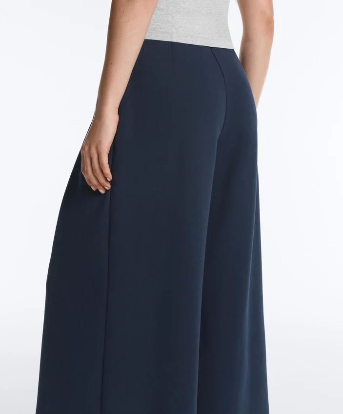 Pantaloni largi din piqué cu bumbac Pantaloni largi din piqué cu bumbac