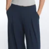 Pantaloni largi din piqué cu bumbac Pantaloni largi din piqué cu bumbac