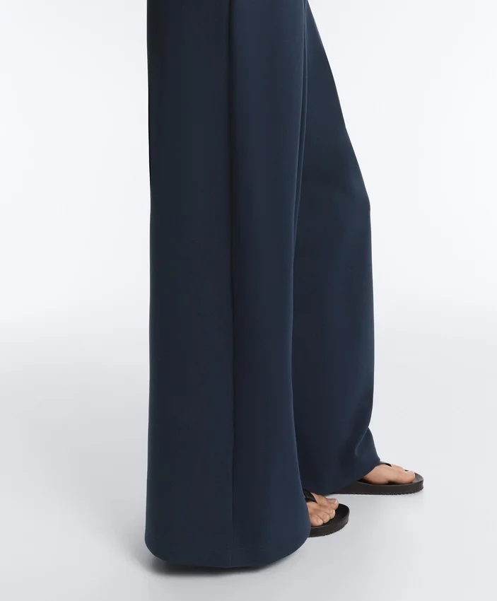 Pantaloni largi din piqué cu bumbac Pantaloni largi din piqué cu bumbac