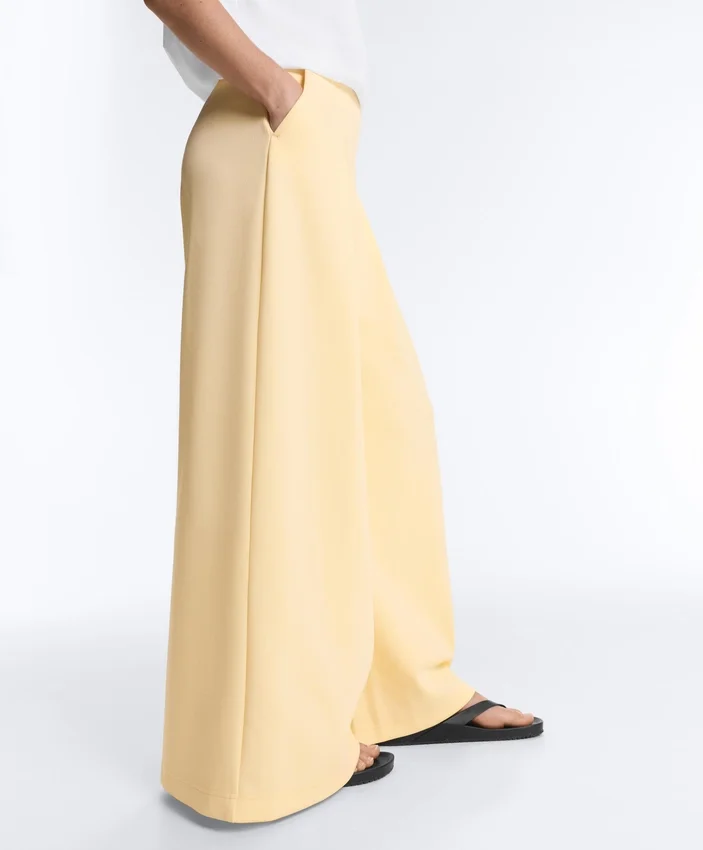 Pantaloni largi din piqué cu bumbac Pantaloni largi din piqué cu bumbac