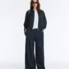 Pantaloni largi din piqué cu bumbac Pantaloni largi din piqué cu bumbac