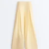 Pantaloni largi din piqué cu bumbac Pantaloni largi din piqué cu bumbac