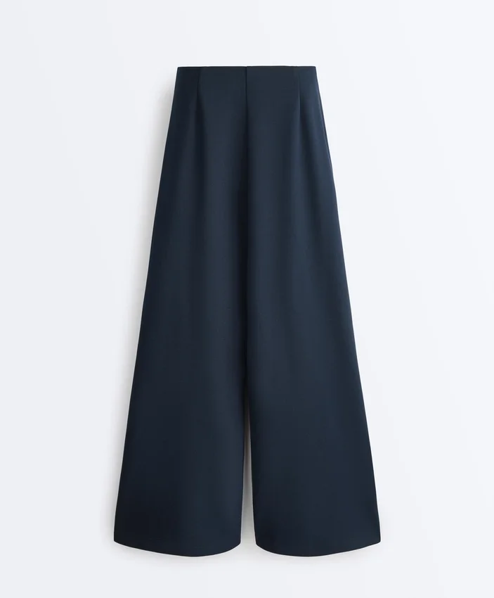 Pantaloni largi din piqué cu bumbac Pantaloni largi din piqué cu bumbac