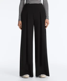 Pantaloni lungi cu croi larg, din modal Soft Touch și cu pliuri