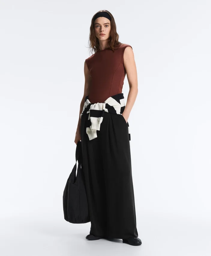 Pantaloni lungi cu croi larg, din modal Soft Touch și cu pliuri Pantaloni lungi cu croi larg, din modal Soft Touch și cu pliuri