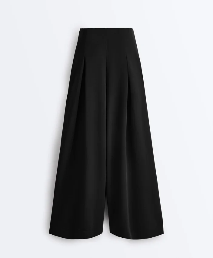 Pantaloni lungi cu croi larg, din modal Soft Touch și cu pliuri Pantaloni lungi cu croi larg, din modal Soft Touch și cu pliuri