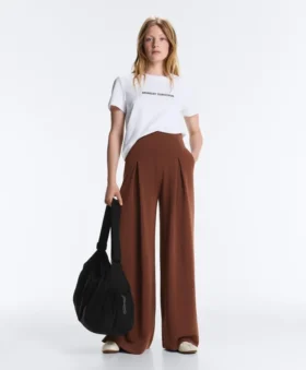 Pantaloni lungi din modal Soft Touch, cu detaliu plisat