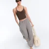 Pantaloni maxi bloomer din amestec de lyocell cu imprimeu în carouri Pantaloni maxi bloomer din amestec de lyocell cu imprimeu în carouri
