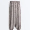 Pantaloni maxi bloomer din amestec de lyocell cu imprimeu în carouri Pantaloni maxi bloomer din amestec de lyocell cu imprimeu în carouri
