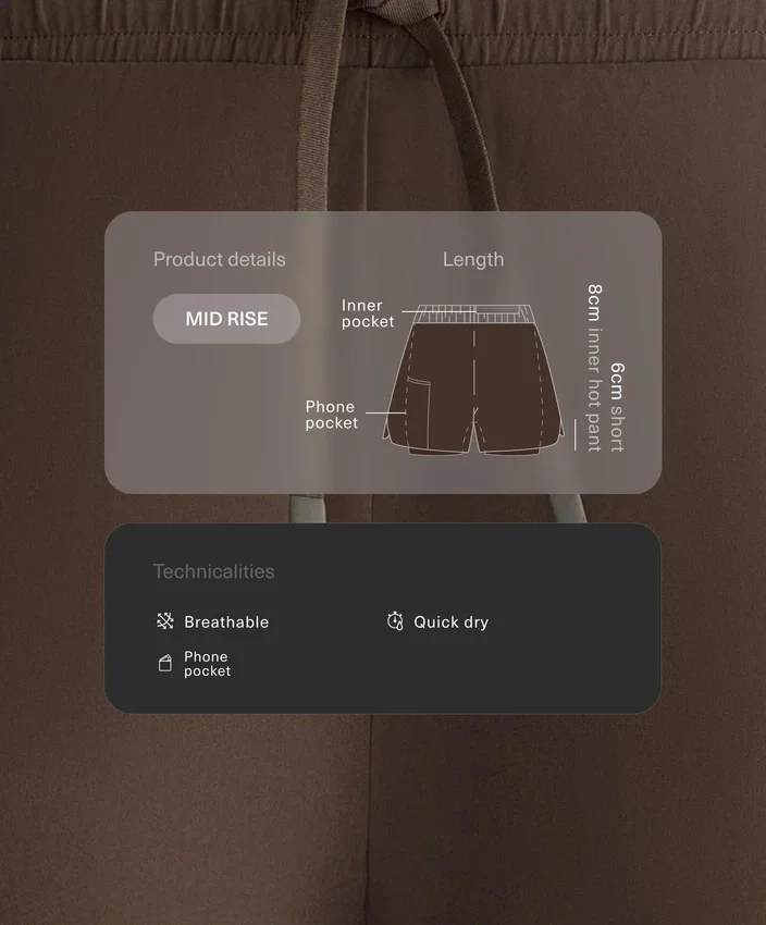 Pantaloni scurți 2-în-1 cu talie medie și textură Light Touch Pantaloni scurți 2-în-1 cu talie medie și textură Light Touch
