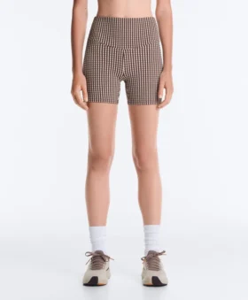 Pantaloni scurți Comfortlux cu talie înaltă de 10 cm, cu imprimeu în carouri