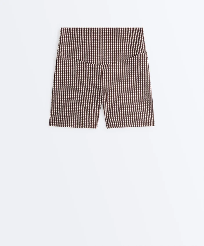 Pantaloni scurți Comfortlux cu talie înaltă de 10 cm, cu imprimeu în carouri Pantaloni scurți Comfortlux cu talie înaltă de 10 cm, cu imprimeu în carouri