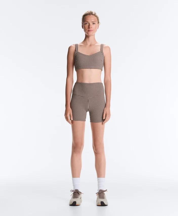 Pantaloni scurți Comfortlux cu talie înaltă de 10 cm, cu imprimeu în carouri Pantaloni scurți Comfortlux cu talie înaltă de 10 cm, cu imprimeu în carouri