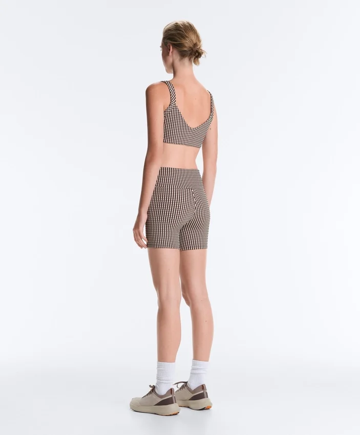 Pantaloni scurți Comfortlux cu talie înaltă de 10 cm, cu imprimeu în carouri Pantaloni scurți Comfortlux cu talie înaltă de 10 cm, cu imprimeu în carouri