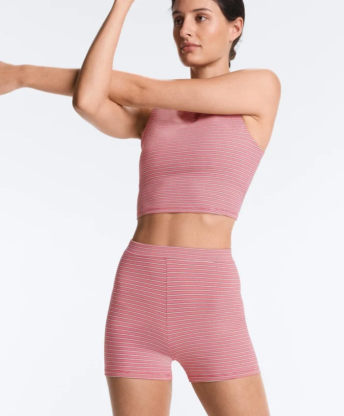 Pantaloni scurți Comfortlux cu talie înaltă de 5 cm, cu dungi Pantaloni scurți Comfortlux cu talie înaltă de 5 cm, cu dungi