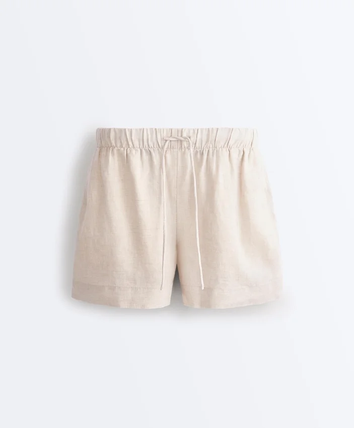 Pantaloni scurți cu talie medie din 100% in Pantaloni scurți cu talie medie din 100% in