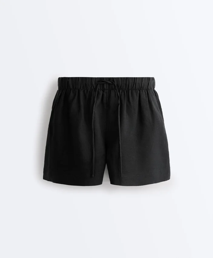 Pantaloni scurți cu talie medie din 100% in Pantaloni scurți cu talie medie din 100% in