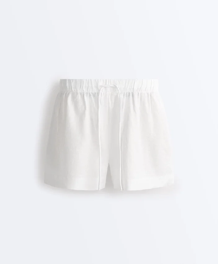 Pantaloni scurți cu talie medie din 100% in Pantaloni scurți cu talie medie din 100% in