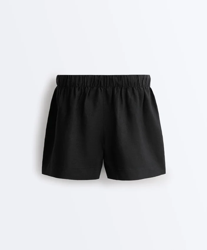 Pantaloni scurți cu talie medie din 100% in Pantaloni scurți cu talie medie din 100% in