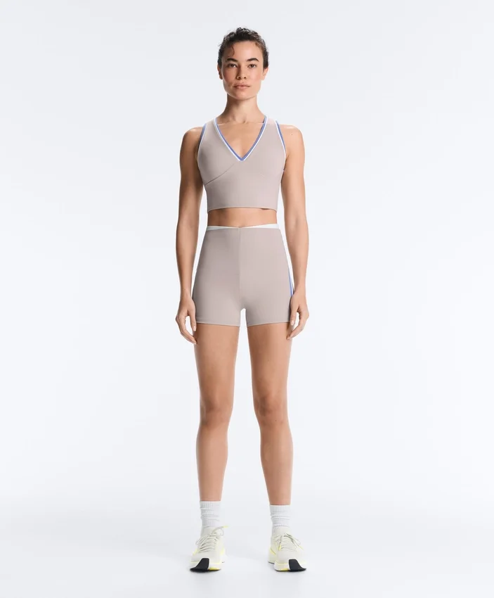 Pantaloni scurți cu talie înaltă, Compressive, de 10 cm, cu contrast Pantaloni scurți cu talie înaltă, Compressive, de 10 cm, cu contrast