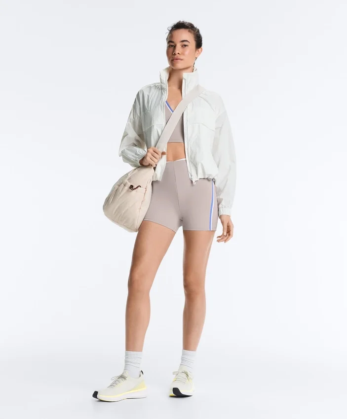 Pantaloni scurți cu talie înaltă, Compressive, de 10 cm, cu contrast Pantaloni scurți cu talie înaltă, Compressive, de 10 cm, cu contrast