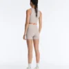 Pantaloni scurți cu talie înaltă, Compressive, de 10 cm, cu contrast Pantaloni scurți cu talie înaltă, Compressive, de 10 cm, cu contrast