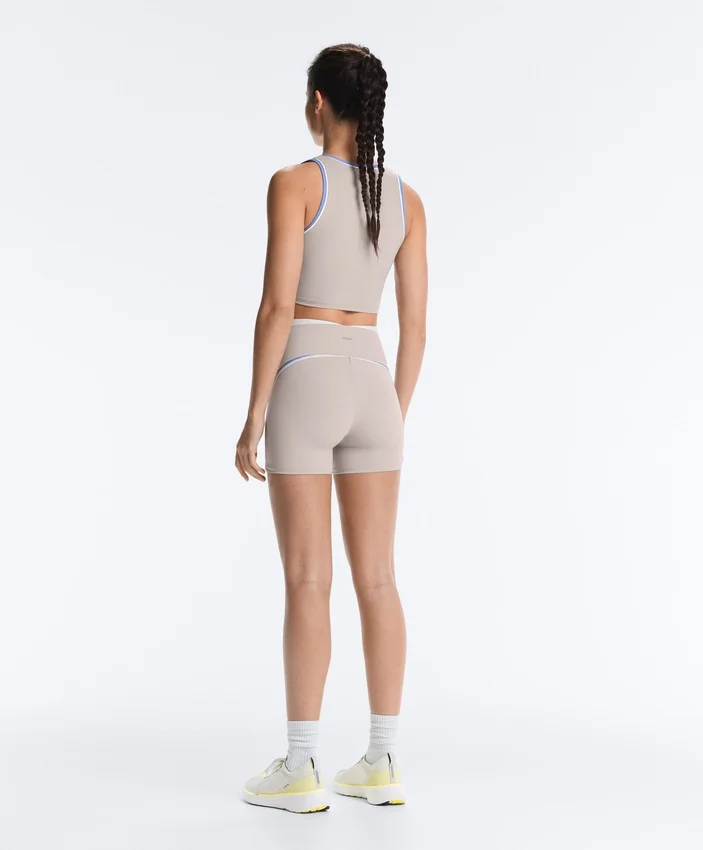 Pantaloni scurți cu talie înaltă, Compressive, de 10 cm, cu contrast Pantaloni scurți cu talie înaltă, Compressive, de 10 cm, cu contrast