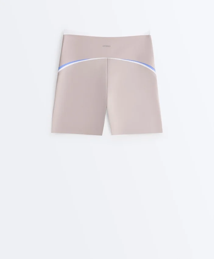 Pantaloni scurți cu talie înaltă, Compressive, de 10 cm, cu contrast Pantaloni scurți cu talie înaltă, Compressive, de 10 cm, cu contrast