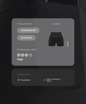Pantaloni scurți de 10 cm cu talie înaltă și buzunar compresiv