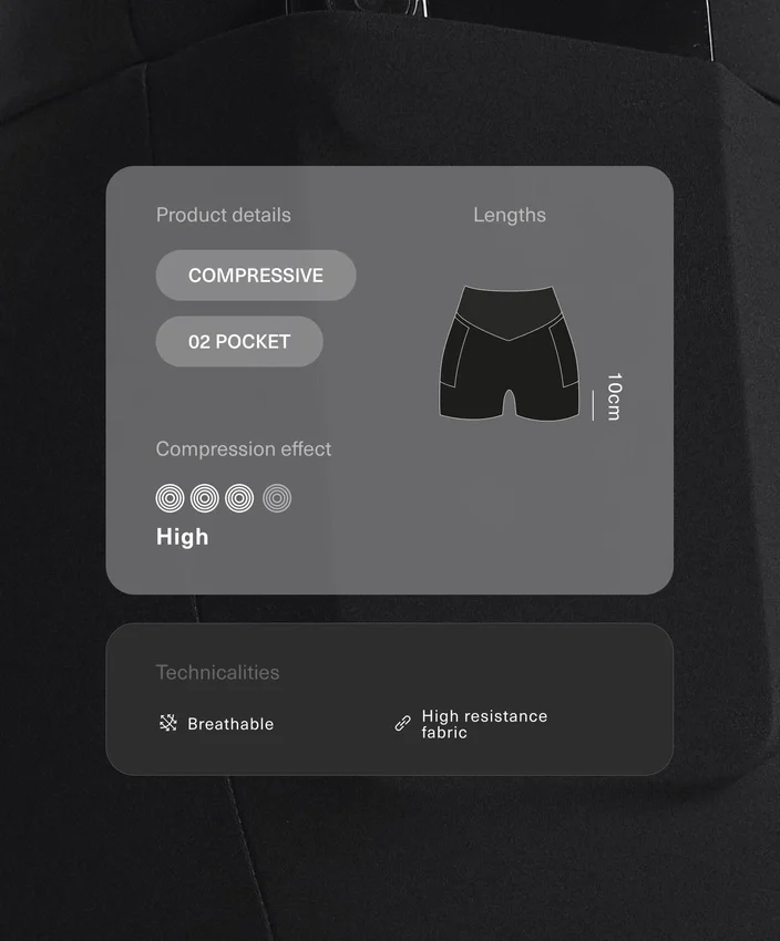 Pantaloni scurți de 10 cm cu talie înaltă și buzunar compresiv Pantaloni scurți de 10 cm cu talie înaltă și buzunar compresiv