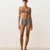Pantaloni scurți de bikini cu talie înaltă și imprimeu de șarpe