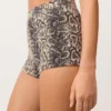 Pantaloni scurți de bikini cu talie înaltă și imprimeu de șarpe