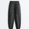 Pantaloni scurți din bumbac cu imprimeu în carouri Pantaloni scurți din bumbac cu imprimeu în carouri