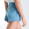 Pantaloni scurți din tricot spălat cu model împletit Pantaloni scurți din tricot spălat cu model împletit