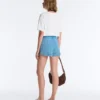 Pantaloni scurți din tricot spălat cu model împletit Pantaloni scurți din tricot spălat cu model împletit