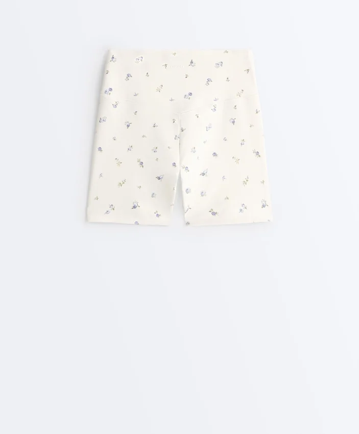 Pantaloni scurți Evermove cu talie înaltă de 10 cm și imprimeu floral Pantaloni scurți Evermove cu talie înaltă de 10 cm și imprimeu floral