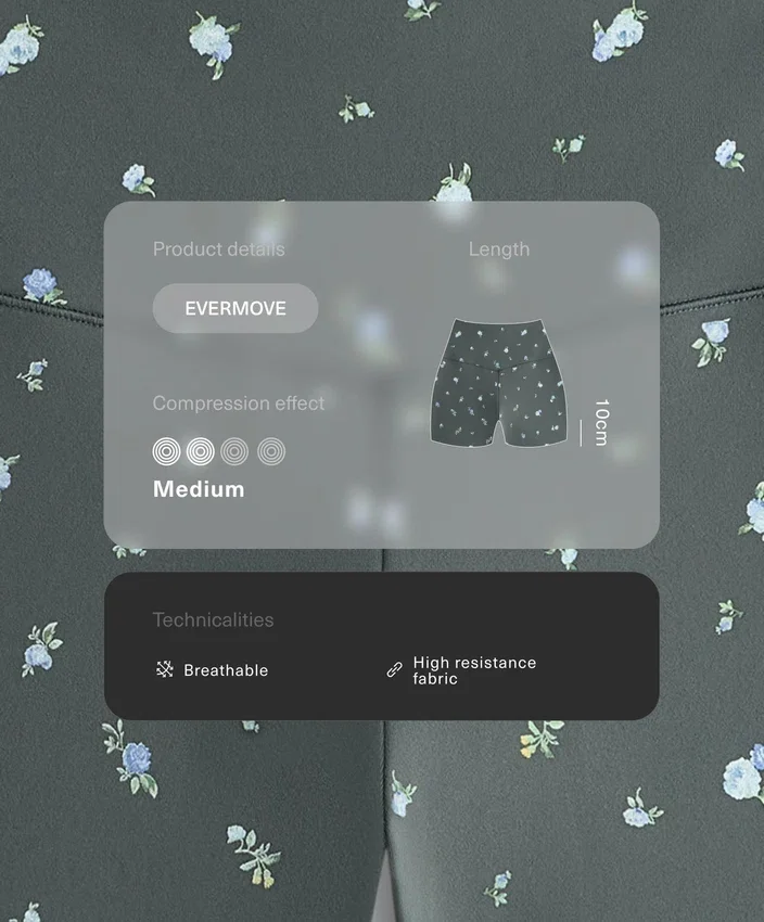 Pantaloni scurți Evermove cu talie înaltă de 10 cm și imprimeu floral Pantaloni scurți Evermove cu talie înaltă de 10 cm și imprimeu floral