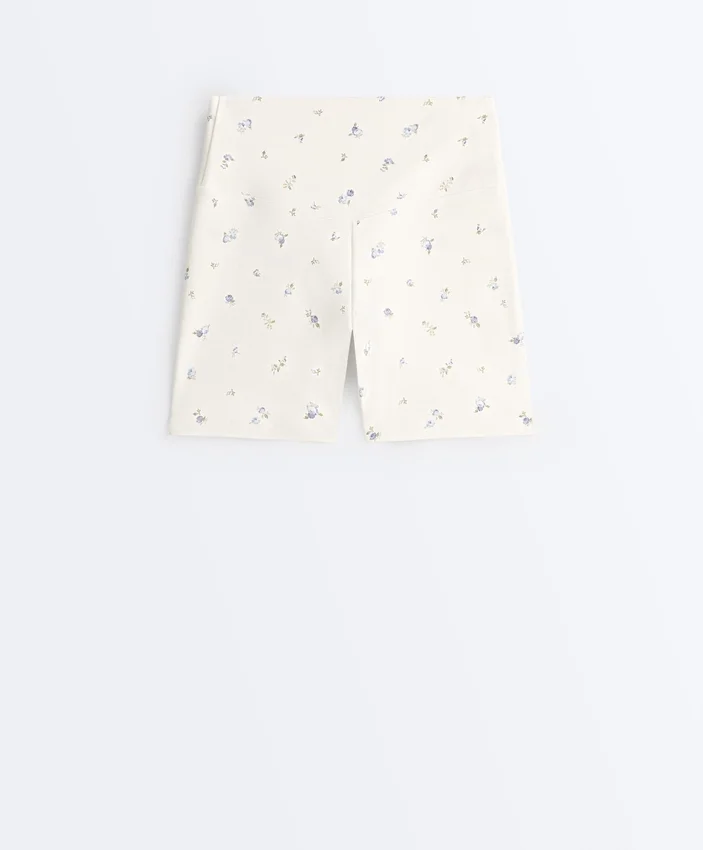 Pantaloni scurți Evermove cu talie înaltă de 10 cm și imprimeu floral Pantaloni scurți Evermove cu talie înaltă de 10 cm și imprimeu floral
