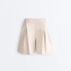 Pantaloni scurți largi cu pliuri și dungi