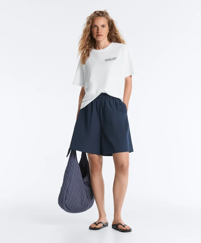 Pantaloni scurți tip bermuda din 100% bumbac Pantaloni scurți tip bermuda din 100% bumbac