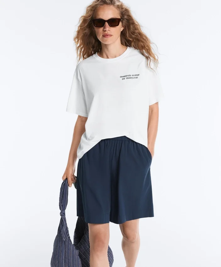 Pantaloni scurți tip bermuda din 100% bumbac Pantaloni scurți tip bermuda din 100% bumbac